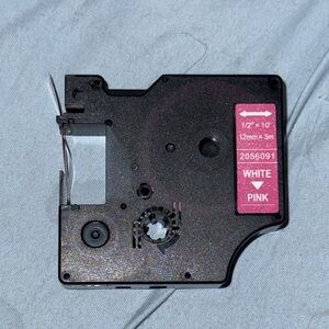 DYMO D1 Standard Tape Cartridge White on Pink!!!